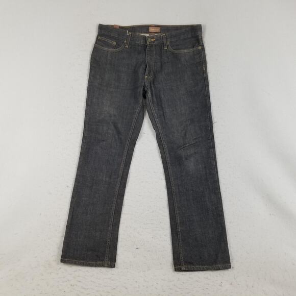 Perry Ellis Jeans Mens 32x30 Dark Wash Slim Fit Denim 5 Pocket Straight Leg - Picture 1 of 13